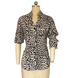Express Women's Animal Print Blouse Size S 3/4 Sleeve Casual